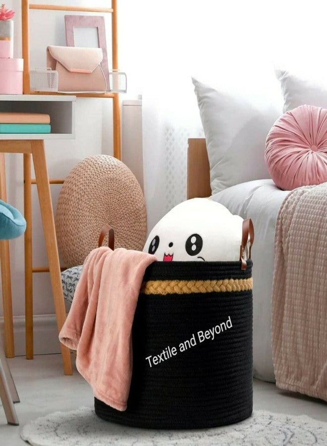 Textile and Beyond منظم تخزين من الحبال بتصميم بوهيمي من Textile and Beyond - سلة قطنية للفواكه، الغسيل، الألعاب، سلة الهدايا، صينية أطفال، منظم دلو لغرفة المعيشة والمطبخ والحمام (2.15 كجم) - Image 2